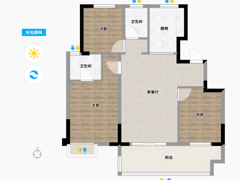 江苏省-盐城市-射阳珺悦府-98.40-户型库-采光通风