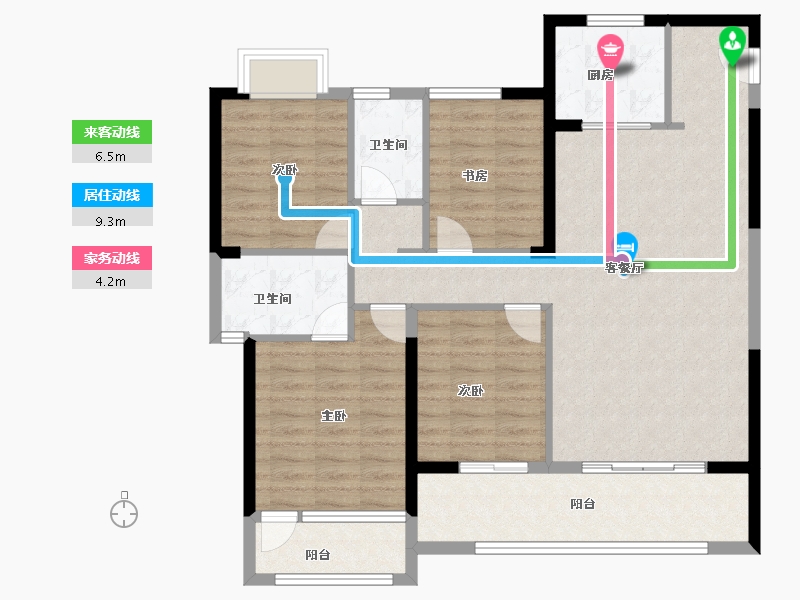 福建省-漳州市-龙海万科金域滨江-108.81-户型库-动静线