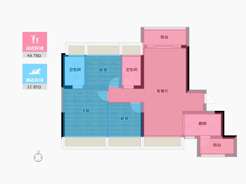 广东省-肇庆市-碧桂园龙熹山-73.49-户型库-动静分区