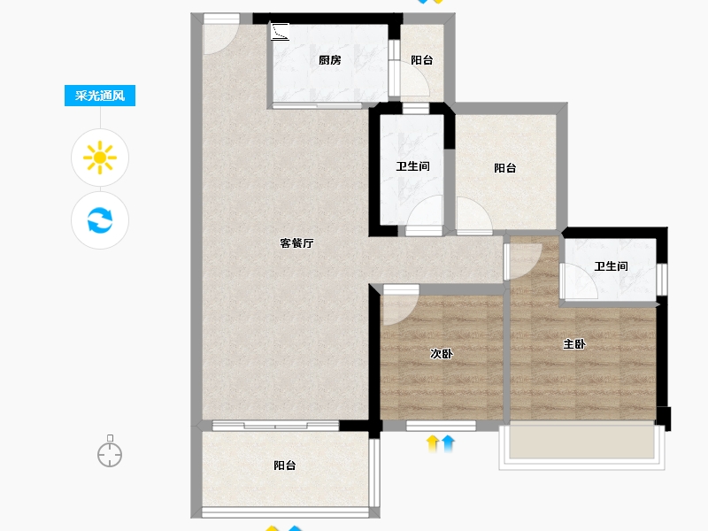 广东省-惠州市-冠华城桂香园-74.18-户型库-采光通风