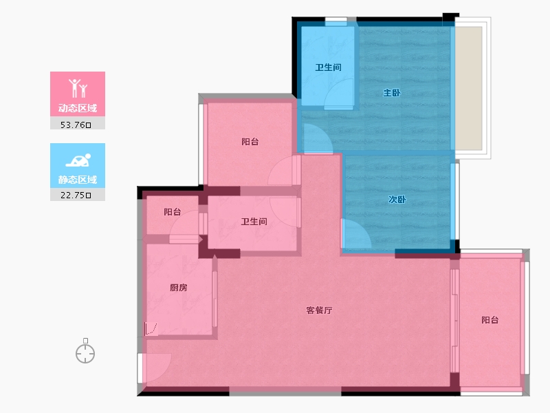 广东省-惠州市-冠华城桂香园-67.97-户型库-动静分区