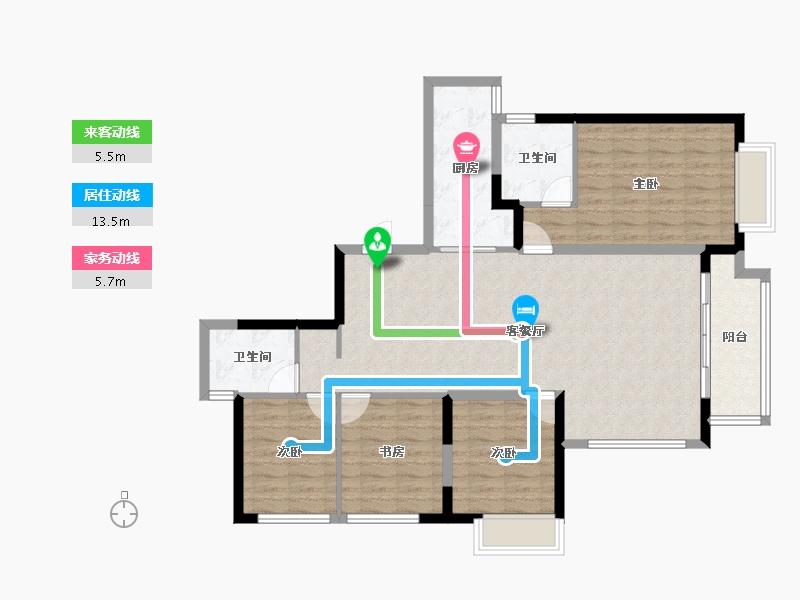 四川省-眉山市-天府万科城-104.68-户型库-动静线