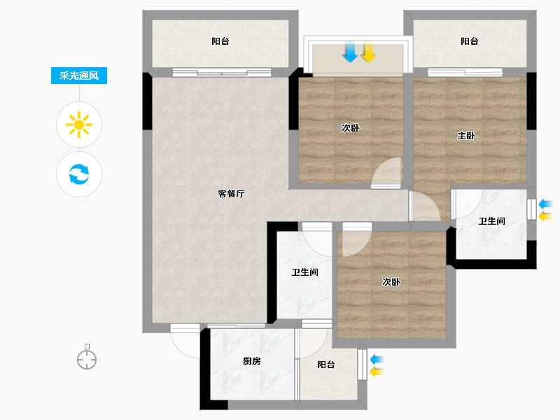 四川省-内江市-创宇紫金天成-72.78-户型库-采光通风