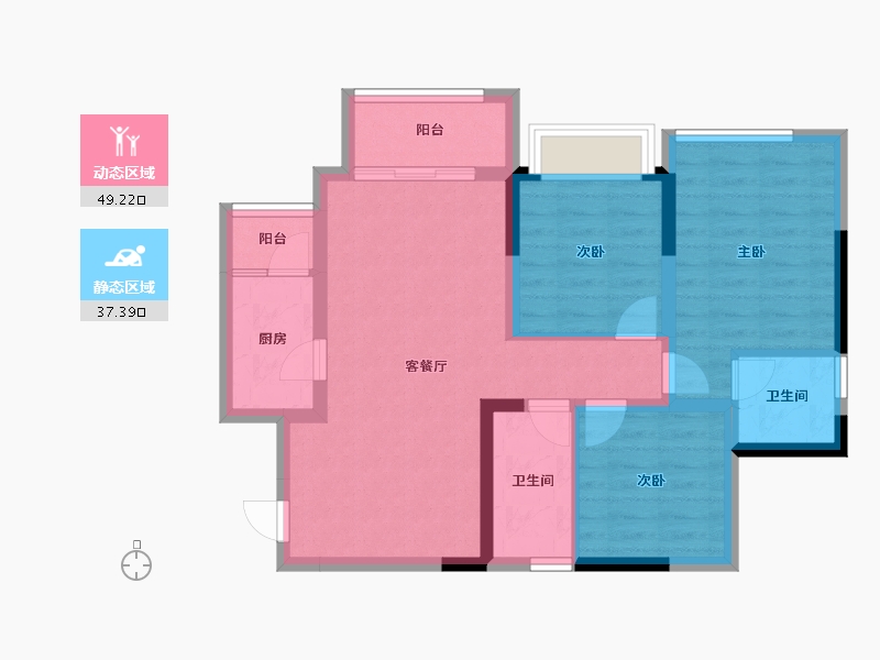 四川省-内江市-荣威名城-76.62-户型库-动静分区