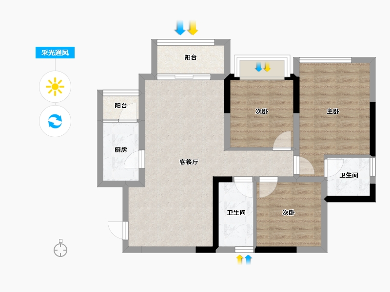 四川省-内江市-荣威名城-76.62-户型库-采光通风