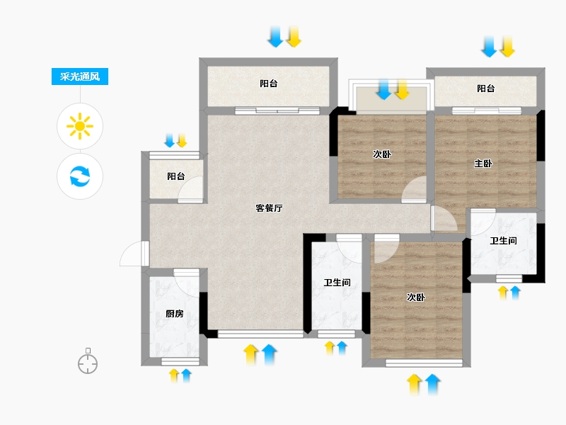 四川省-内江市-创宇紫金天成-80.90-户型库-采光通风