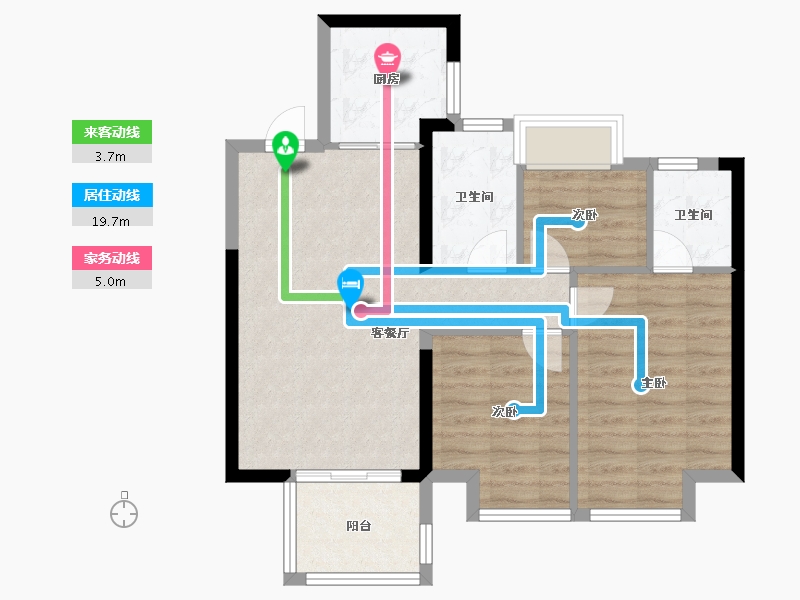 福建省-漳州市-龙海万科金域滨江-71.20-户型库-动静线