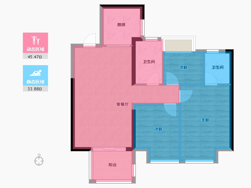 福建省-漳州市-龙海万科金域滨江-71.20-户型库-动静分区