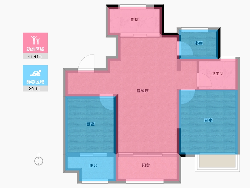 山东省-淄博市-天鸿万象-65.06-户型库-动静分区