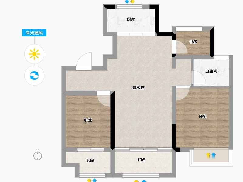 山东省-淄博市-天鸿万象-65.06-户型库-采光通风