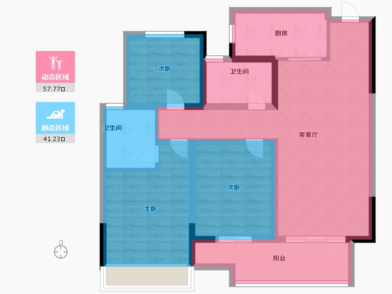 山东省-菏泽市-绿城诚园-87.99-户型库-动静分区