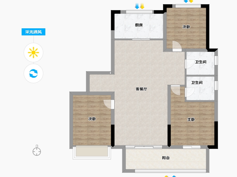 山东省-菏泽市-绿城诚园-100.00-户型库-采光通风