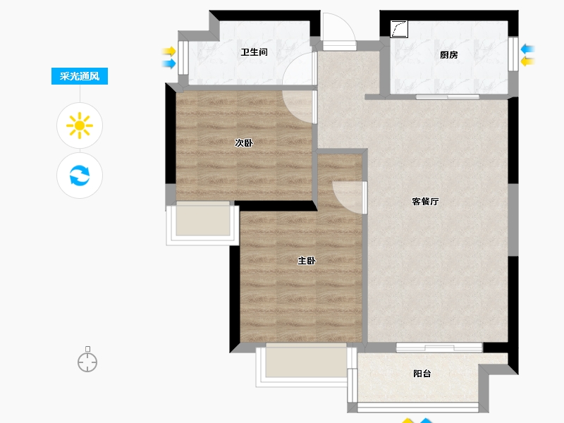 福建省-漳州市-阳光城丽景湾-58.40-户型库-采光通风