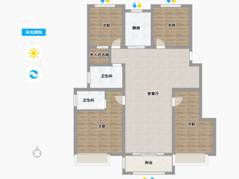 山东省-菏泽市-洪盛锦绣城-125.05-户型库-采光通风