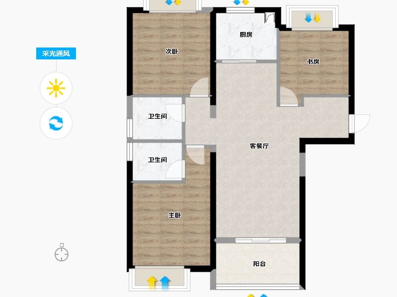 福建省-漳州市-阳光城丽景湾-84.01-户型库-采光通风