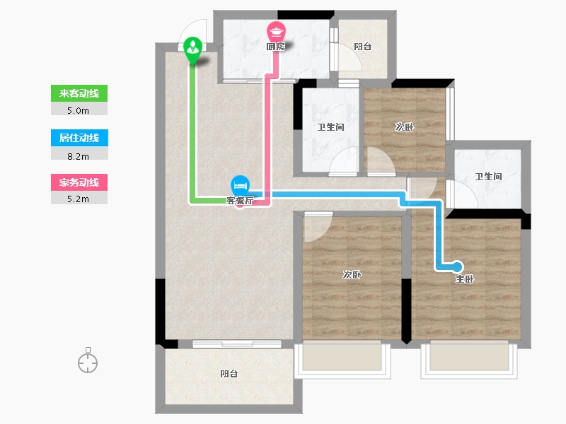 四川省-内江市-邦泰天悦城大学城1号-76.91-户型库-动静线