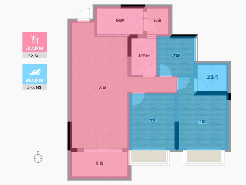 四川省-内江市-邦泰天悦城大学城1号-76.91-户型库-动静分区