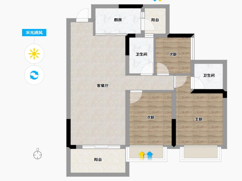 四川省-内江市-邦泰天悦城大学城1号-76.91-户型库-采光通风