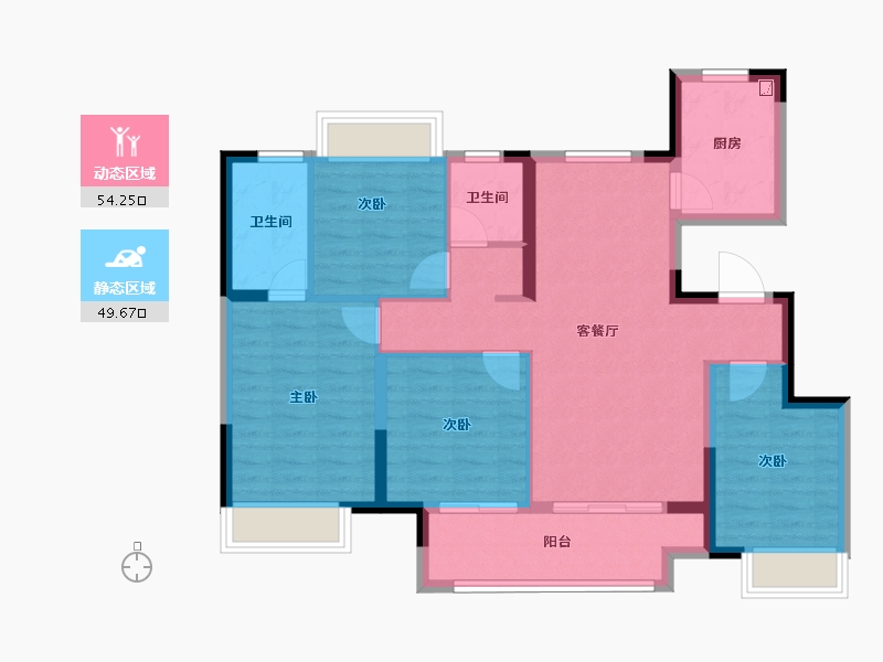 江苏省-南京市-​滨江孔雀城-92.80-户型库-动静分区