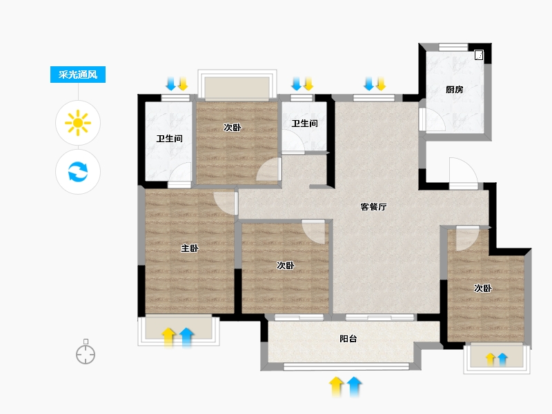 江苏省-南京市-​滨江孔雀城-92.80-户型库-采光通风