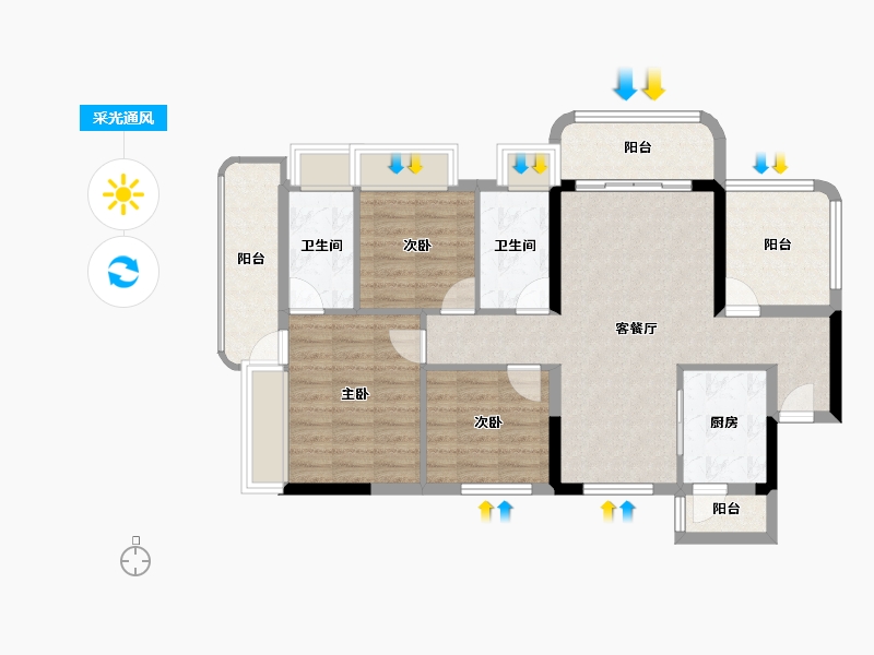 广东省-肇庆市-翠湖紫荆苑-89.66-户型库-采光通风