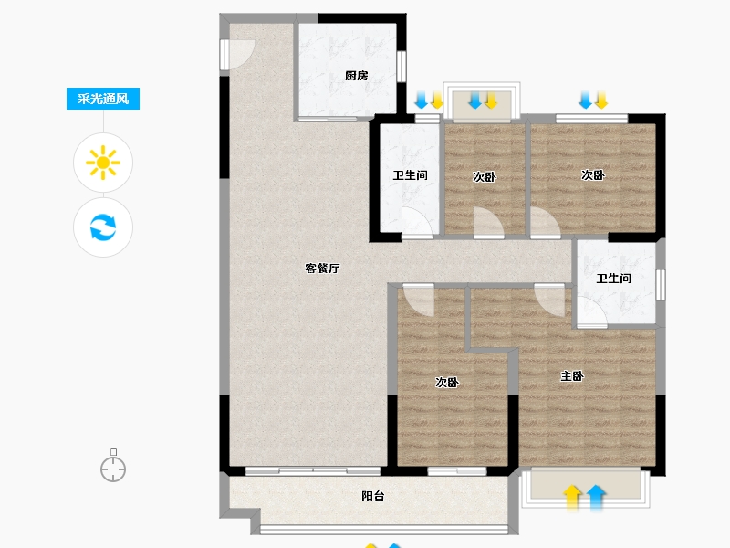 山东省-菏泽市-碧桂园翡翠壹品-116.00-户型库-采光通风