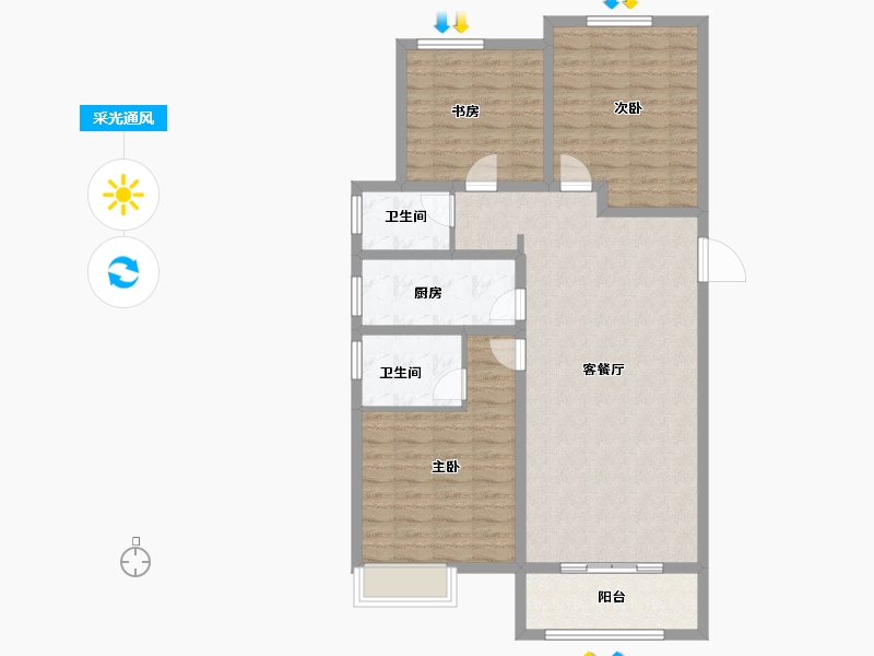 山东省-菏泽市-洪盛锦绣城-104.96-户型库-采光通风