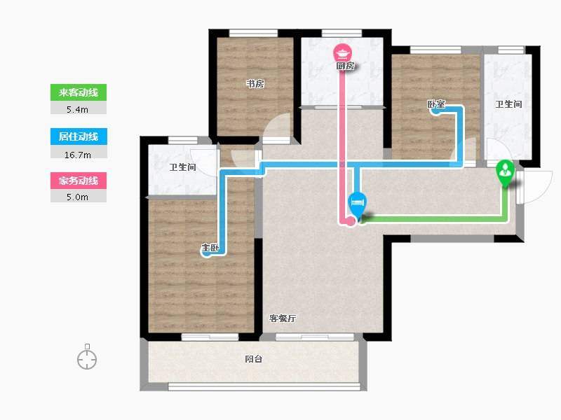 陕西省-咸阳市-鑫苑又一程臻境-93.49-户型库-动静线