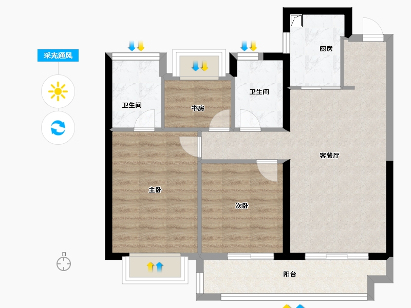 福建省-漳州市-阳光城丽景湾-71.20-户型库-采光通风