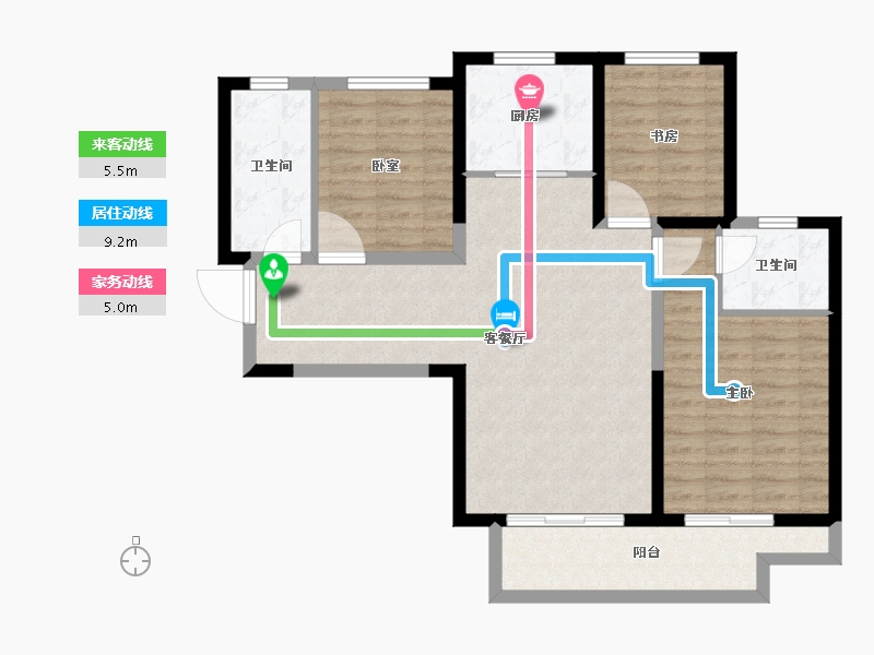 陕西省-咸阳市-鑫苑又一程臻境-93.50-户型库-动静线