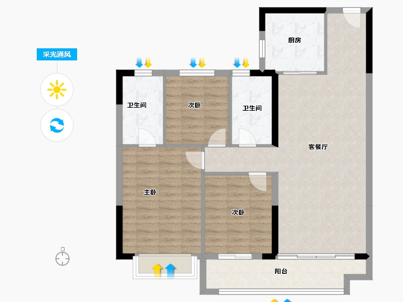 山东省-菏泽市-碧桂园翡翠壹品-94.00-户型库-采光通风