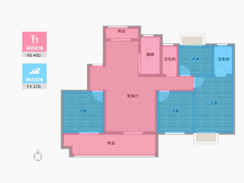 湖南省-常德市-闽鸿·江山樾-108.81-户型库-动静分区