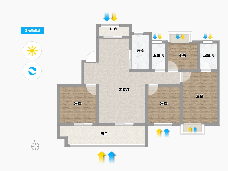 湖南省-常德市-闽鸿·江山樾-108.81-户型库-采光通风