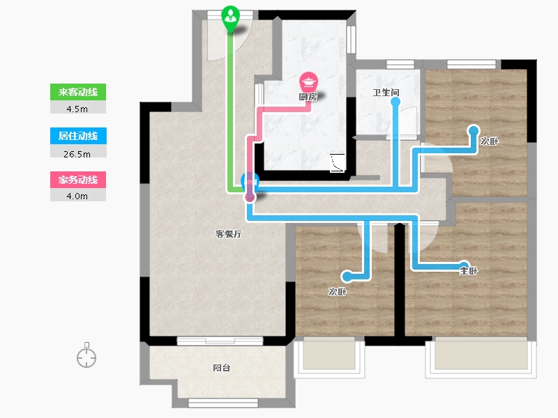 江苏省-南京市-​滨江孔雀城-70.40-户型库-动静线