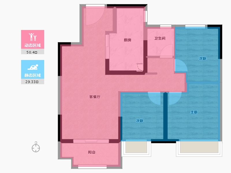 江苏省-南京市-​滨江孔雀城-70.40-户型库-动静分区