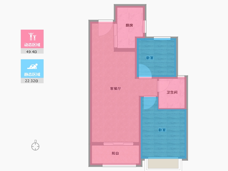 陕西省-咸阳市-融创御河宸院-64.00-户型库-动静分区