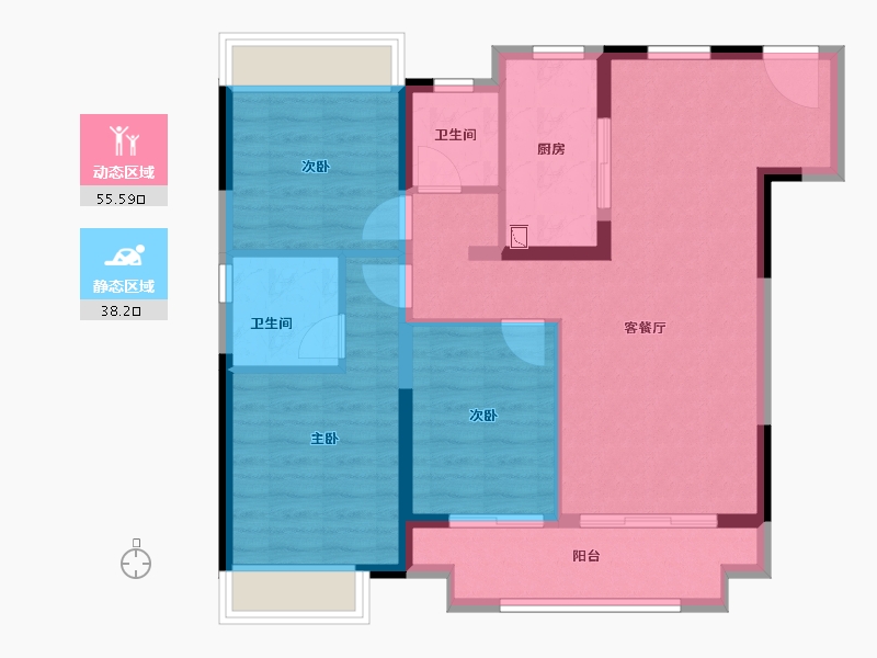 江苏省-南京市-​滨江孔雀城-84.00-户型库-动静分区