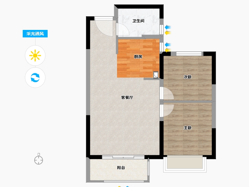 江苏省-南京市-​滨江孔雀城-63.20-户型库-采光通风