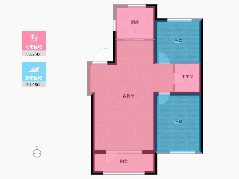 辽宁省-朝阳市-文祥豪府1#院-71.28-户型库-动静分区