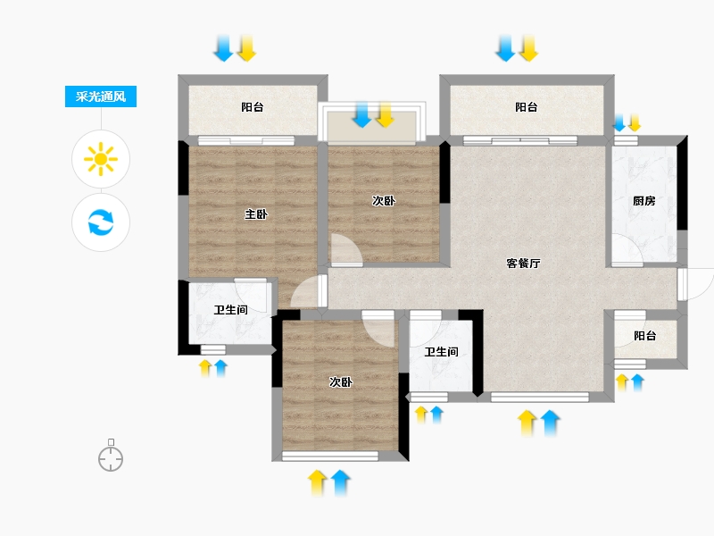 四川省-内江市-创宇紫金天成-77.35-户型库-采光通风