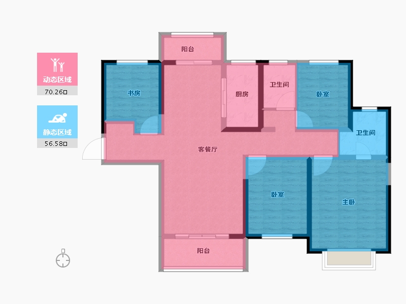 陕西省-咸阳市-鑫苑又一程臻境-112.80-户型库-动静分区