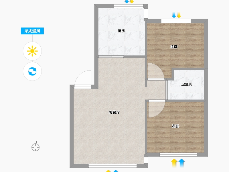 辽宁省-朝阳市-兴隆尚品-64.80-户型库-采光通风