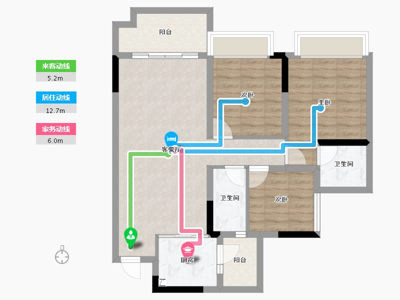 四川省-内江市-邦泰天悦城大学城1号-76.92-户型库-动静线