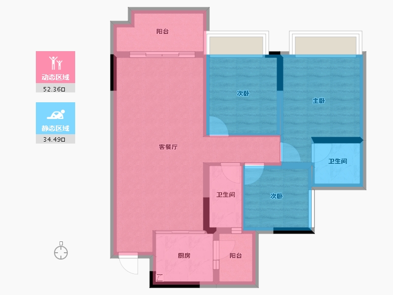 四川省-内江市-邦泰天悦城大学城1号-76.92-户型库-动静分区