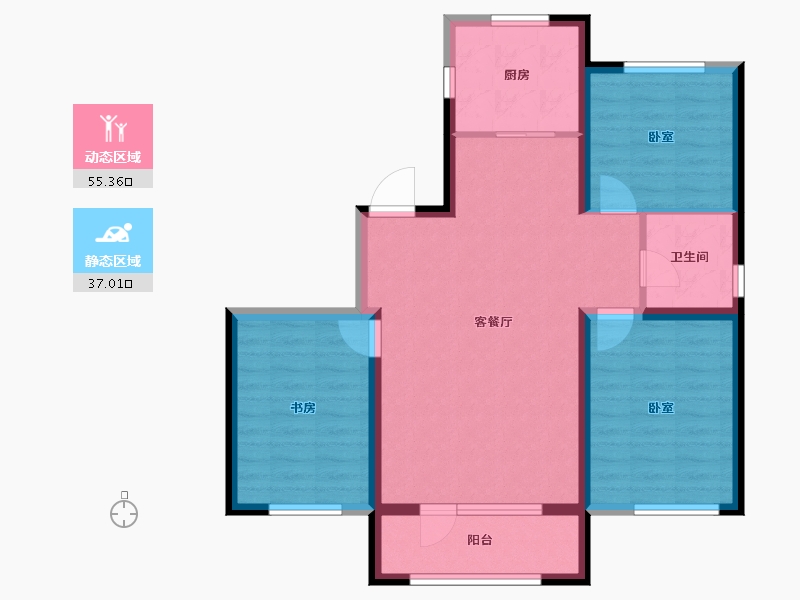 辽宁省-朝阳市-文祥豪府1#院-82.65-户型库-动静分区