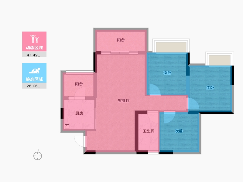 四川省-内江市-邦泰天悦城大学城1号-65.29-户型库-动静分区