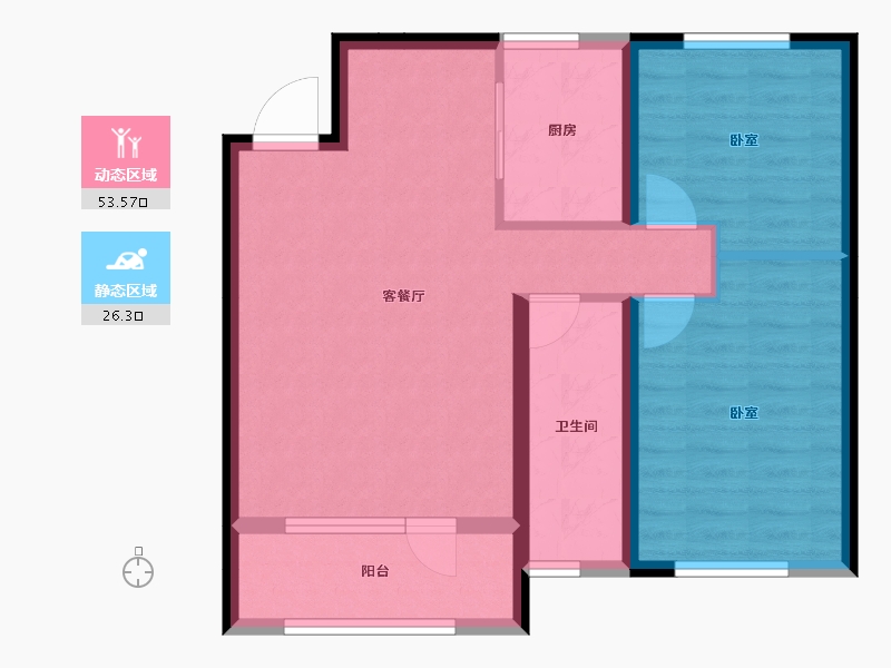 辽宁省-朝阳市-文祥豪府1#院-71.29-户型库-动静分区