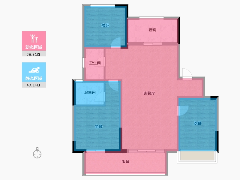 山东省-菏泽市-绿城诚园-100.19-户型库-动静分区