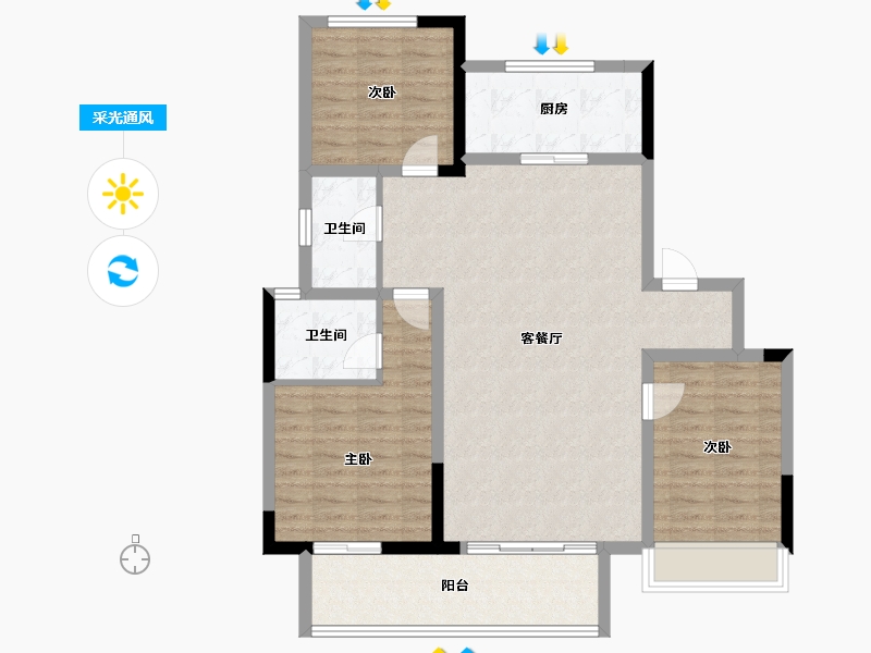 山东省-菏泽市-绿城诚园-100.19-户型库-采光通风