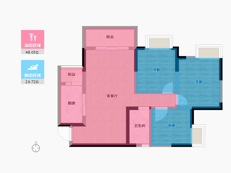 四川省-成都市-辰兴锦城国际-68.40-户型库-动静分区